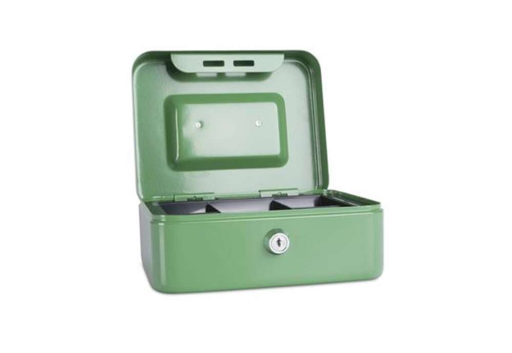 Immagine di Cassetta portadenaro in metallo con serratura 200x90x160 mm Donau verde 5232001PL-06