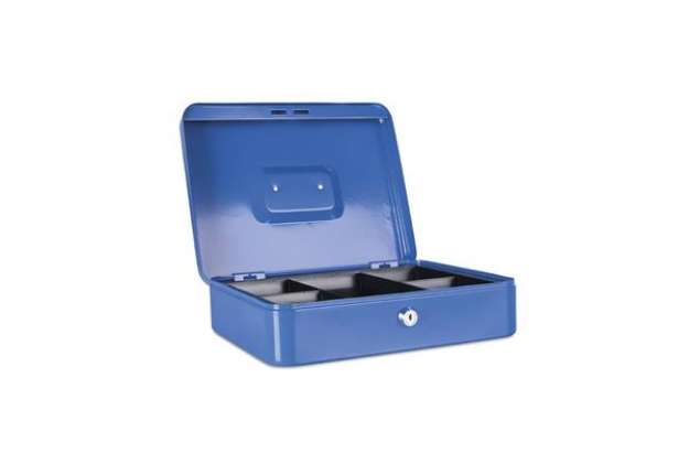 Immagine di Cassetta portadenaro in metallo con serratura 300x90x240 mm Donau blu 5234001PL-10