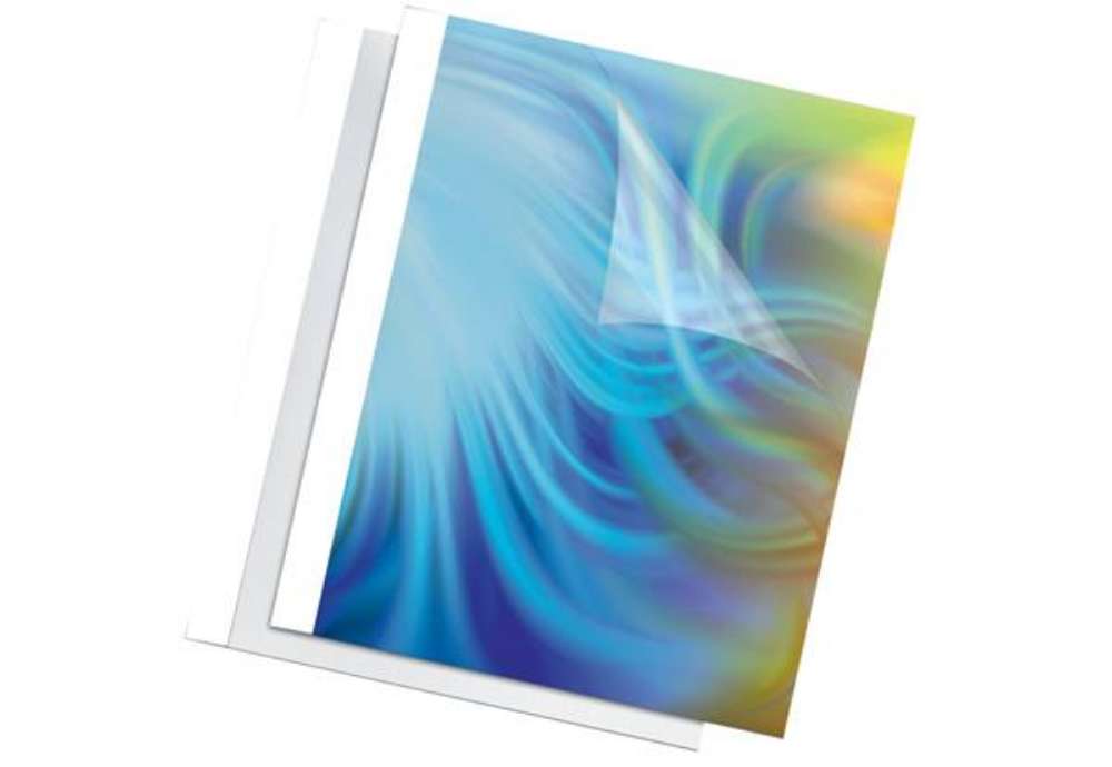 Immagine di Termocopertina trasparente A4 per rilegatura termica in PVC - 150 gr/mq - Fellowes dorso 3 mm - conf
