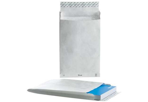 Immagine di Buste a sacco con soffietti e strip bianche 305x406x50 mm - conf. 100 pz Tyvek formato E4 - 11846