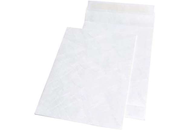 Immagine di Buste a sacco con soffietti e strip bianche 250x353x38 mm - conf. 100 pz Tyvek formato B4 - 11843