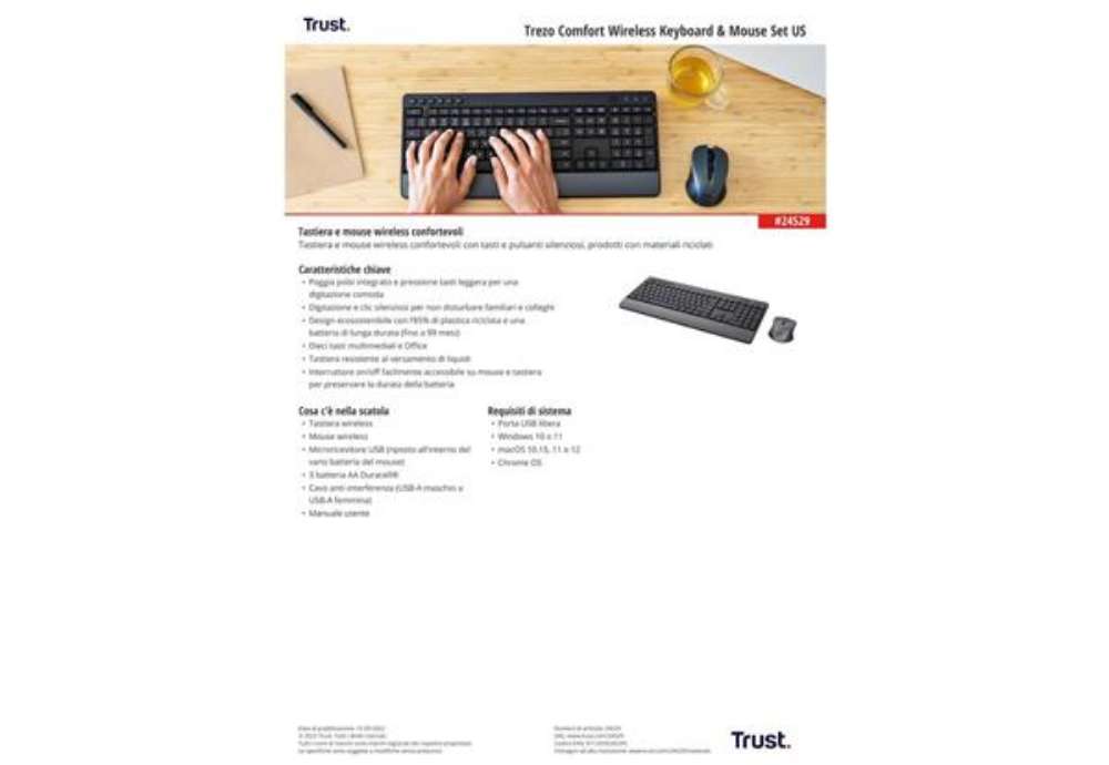 Immagine di Set tastiera e mouse TREZO Trust nero  24530
