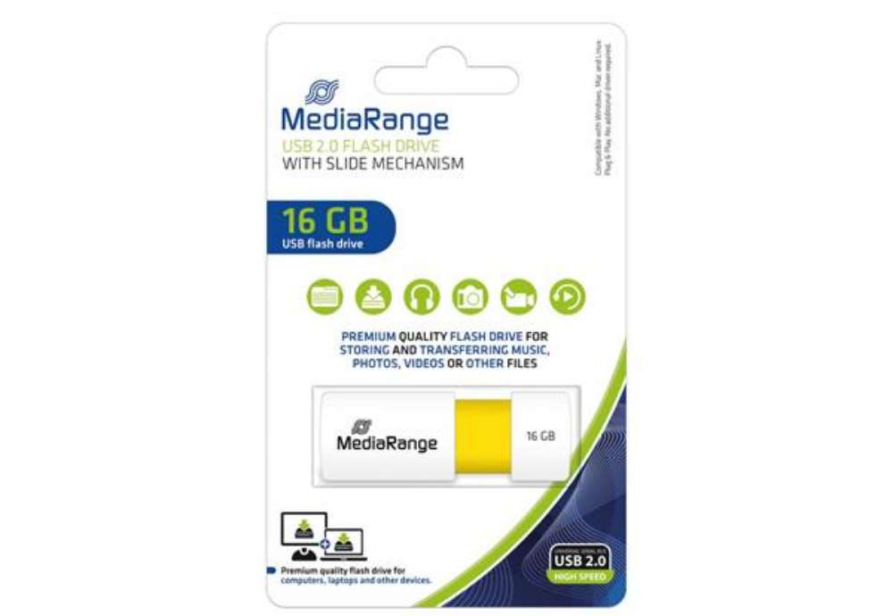 Immagine di Chiavetta USB 2.0 - 16 Gb Media Range giallo MR972
