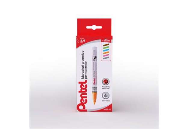 Immagine di Marcatore a vernice permanente punta 2,9 mm - conf. 6 pezzi Pentel colori assortiti speciali - 00223