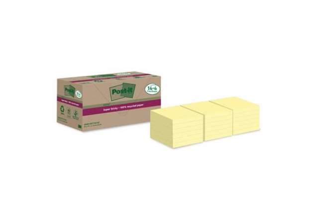 Immagine di Foglietti riposizionabili Post-it® Super Sticky carta riciclata al 100% 76x76 mm Giallo Canary - 18