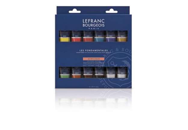 Immagine di Vernice Acrilica fine in tubetto 20 ml - Lefranc Bourgeois - colori assortiti - Conf. 12 pezzi - 300