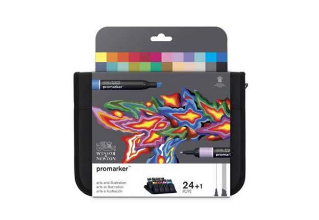 Immagine di Pennarelli Winsor&Newton Promarker Art&illustration doppia punta fine-larga conf. 24 pz - colori ass