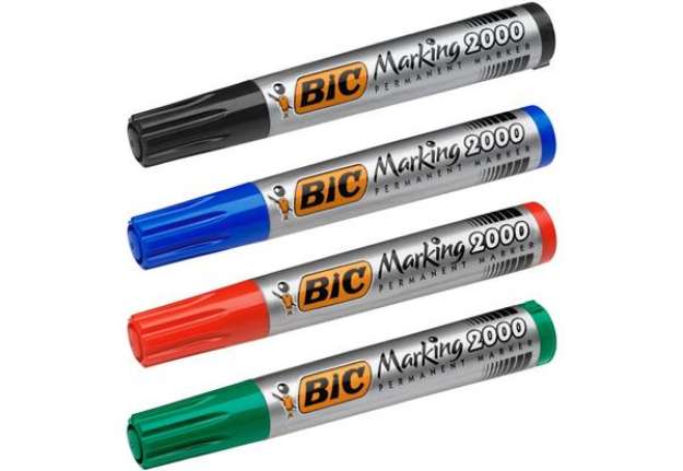 Immagine di Marcatore permanente BIC Marking 2000 punta conica 4,95 mm - assortiti - conf. 4 pezzi - 8209112