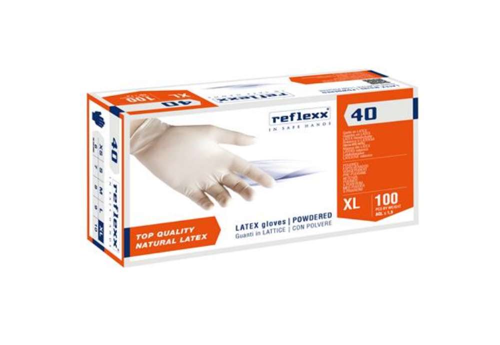 Immagine di Guanti in lattice R40 - c/polvere - tg XL - bianco - Reflexx - conf. 100 pezzi