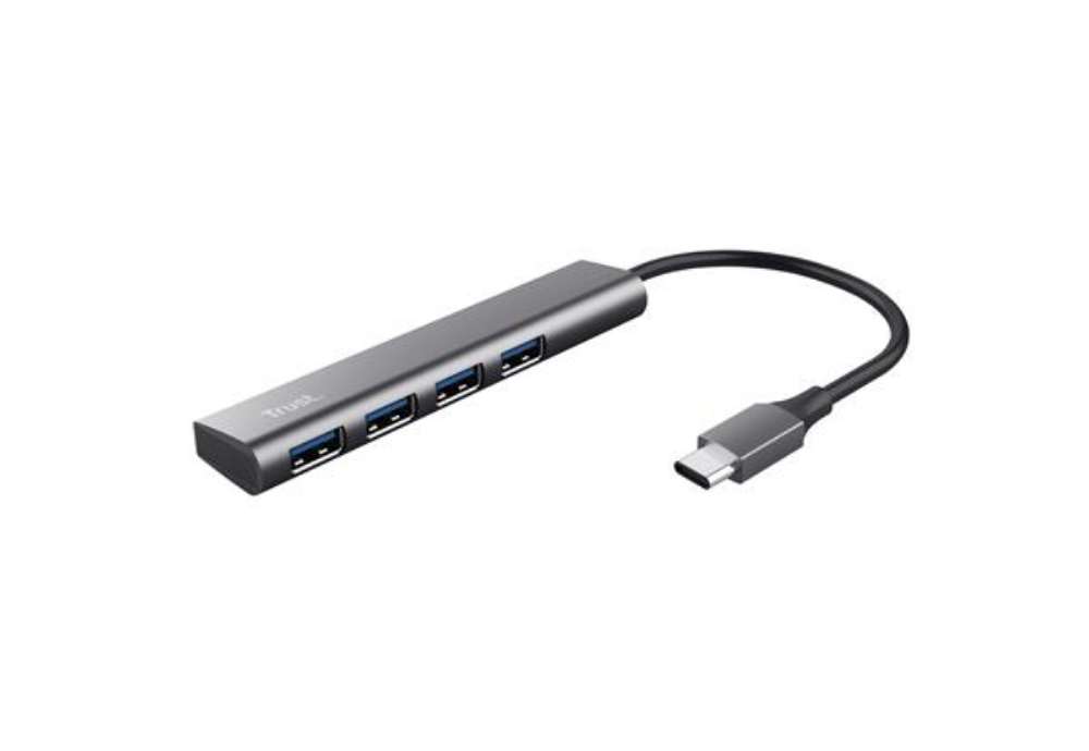 Immagine di Hub Halyx - 4 porte - da USB-C a USB-A 3.2 Gen1 - alluminio - grigio - Trust