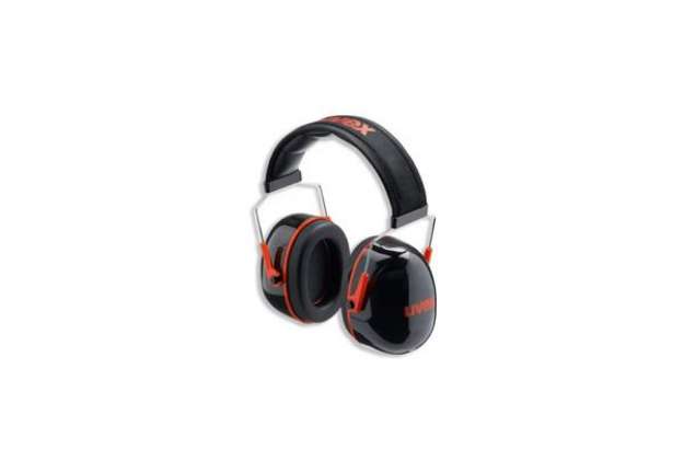 Immagine di Cuffia antirumore K3 per isolamento alte frequenze regolabile in lunghezza Uvex nero/rosso - 2600003