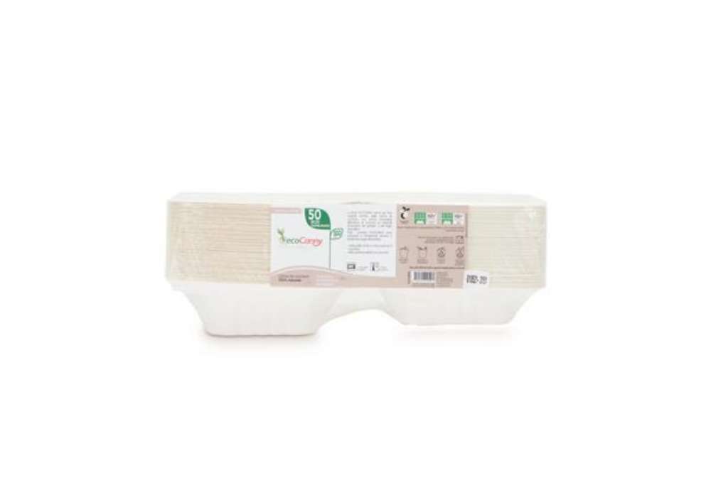 Immagine di Box hamburger bio-compostabili ecoCanny Take Away bianco 150x150x80 mm conf. 50 pz - ECO-HB06