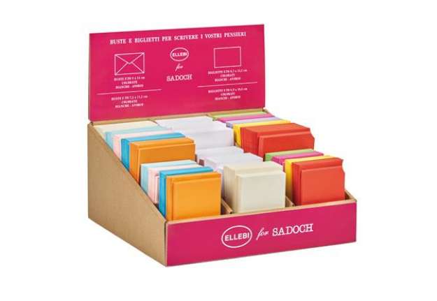 Immagine di Espositore 750 biglietti + 750 buste - formato 4 e 9 - bianco/colori assortiti - Rex Sadoch