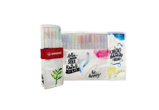Immagine di Pennarelli Pen 68 Brush - colori assortiti - Stabilo - rotolo 18 pezzi
