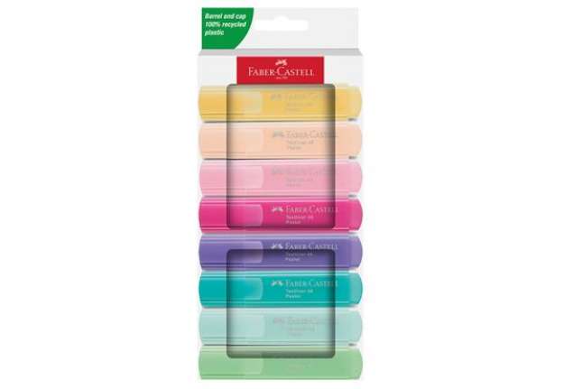Immagine di Evidenziatore Textliner 46 - colori assortiti pastel - Faber Castell - astuccio 8 pezzi