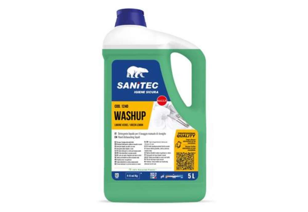 Immagine di Detergente liquido al profumo di limone verde Washup Sanitec 5 L / 5,1 Kg 1240