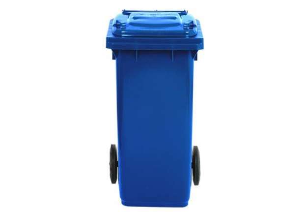 Immagine di Bidone carrellato per raccolta differenziata 120 lt con coperchio PEHD Mobil Plastic blu - 1/120/5-B