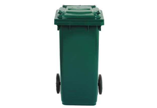 Immagine di Bidone carrellato per raccolta differenziata 120 lt con coperchio PEHD Mobil Plastic verde scuro - 1