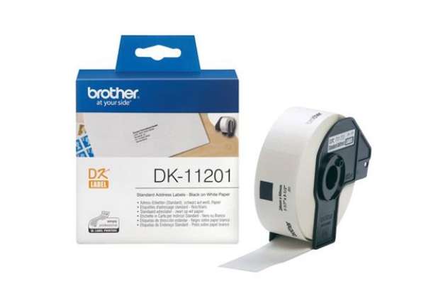 Immagine di Rotolo da 400 etichette adesive in carta nero/bianco Brother 29 x 90 mm DK11201