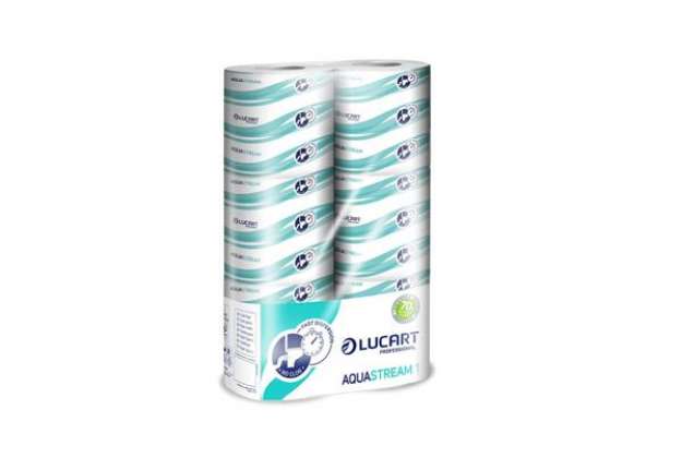 Immagine di Carta igienica fascettata Aquastream 2 veli - formato hotel - 200 strappi - Lucart Professional - co