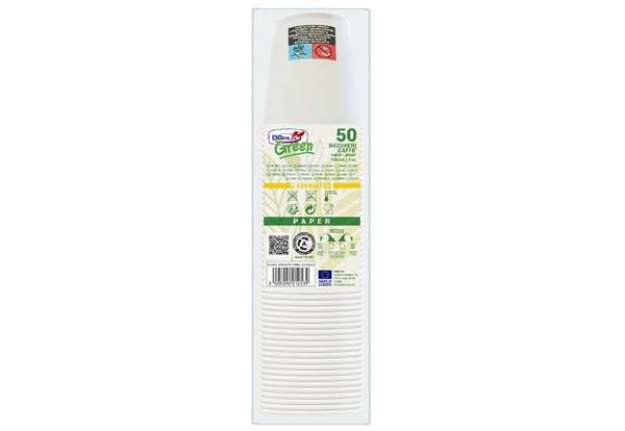 Immagine di Bicchieri Dopla Green in carta marcati - bianco 100 ml - conf. 50 pz 42158