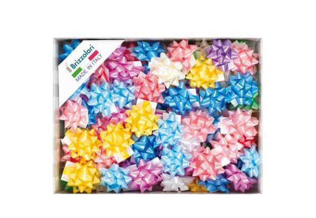Immagine di Stelle di nastro liscio 6800 - 10 mm x diam. 5 cm - colori assortiti primavera - Brizzolari - conf.