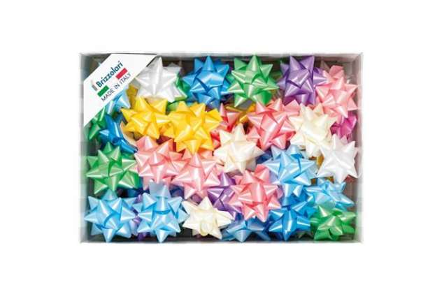 Immagine di Stelle di nastro liscio 6800 - 19 mm x diam. 9 cm - colori assortiti primavera - Brizzolari - conf.
