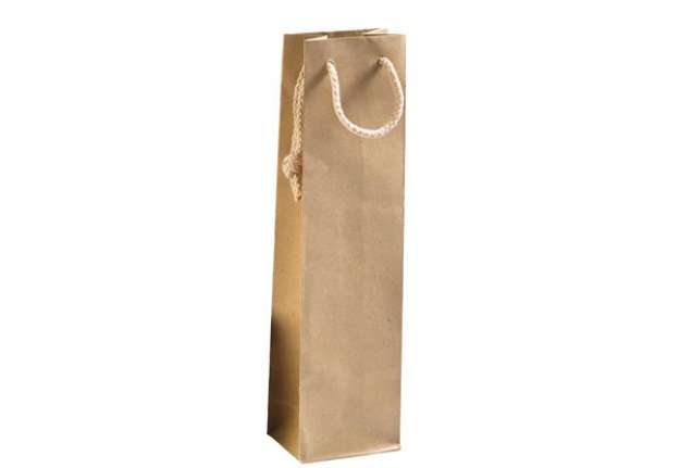 Immagine di Portabottiglie - maniglie cordino cotone - 12 x 39 + 9 cm - 160 gr - carta kraft - avana - PNP - con