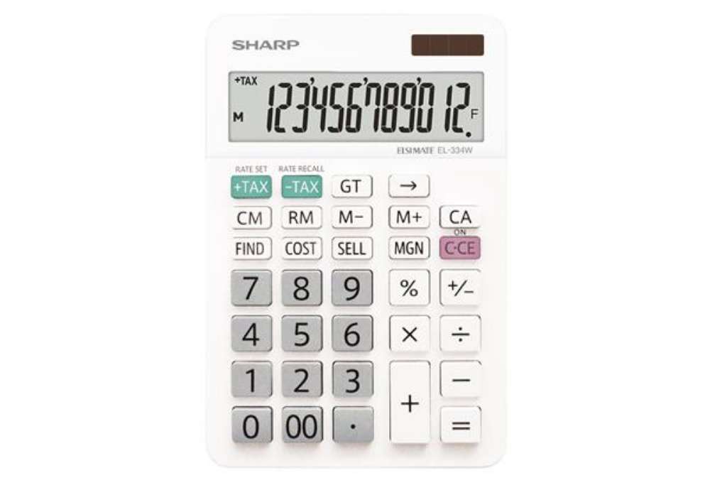 Immagine di Sharp - Calcolatrice da Tavolo EL-334W - con cavalletto - 12 cifre - EL-334W