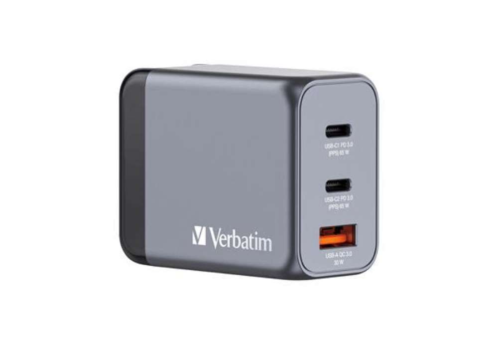 Immagine di Adattatore da viaggio GNC-65 - 2x USB-C PD 65W, 1x USB-A QC 3.0 65W - Verbatim - 32201