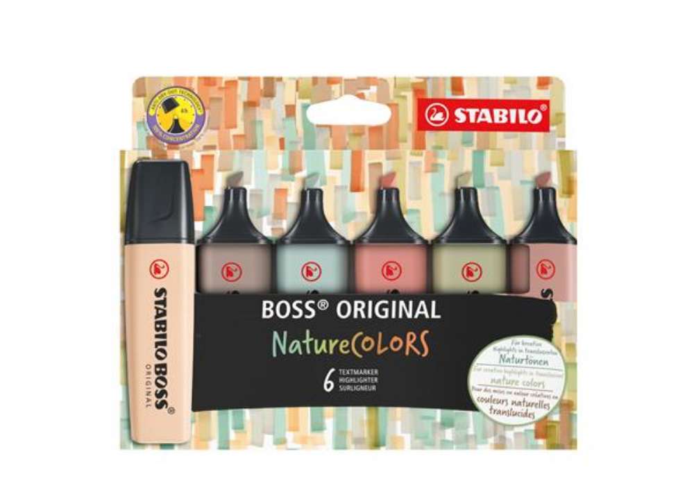 Immagine di Evidenziatore Stabilo Boss NatureColors - tratto 2 + 5 mm - colori assortiti - Stabilo - astuccio 6
