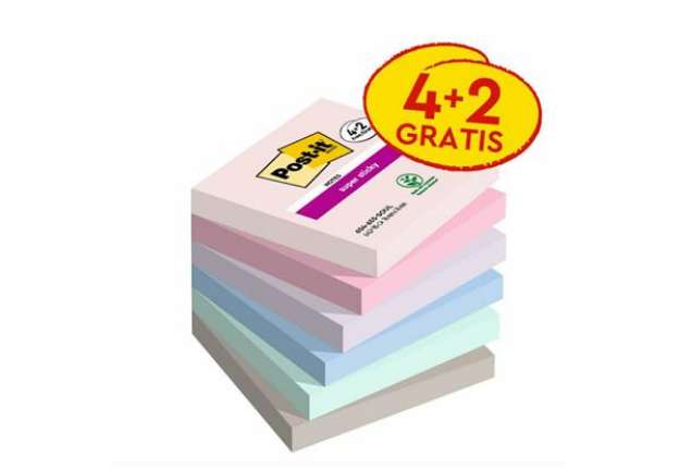 Immagine di Foglietti Post-it® Super Sticky Soulful 76x 76 mm conf. 4 blocchetti + 2 gratis da 90 ff - 710025920