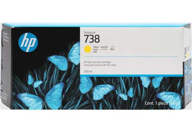 Immagine di Hp originale - Cartuccia DesignJet Ink 738 - Giallo - 676M8A - 300ml