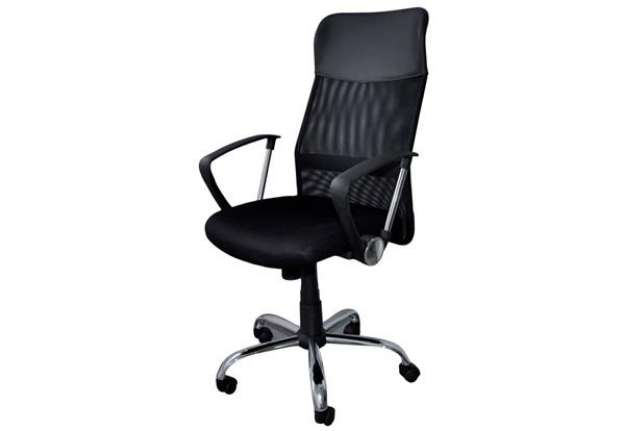 Immagine di Seduta semi-direzionale nera in rete e pelle con braccioli Office Products Corfu - 23023331-05