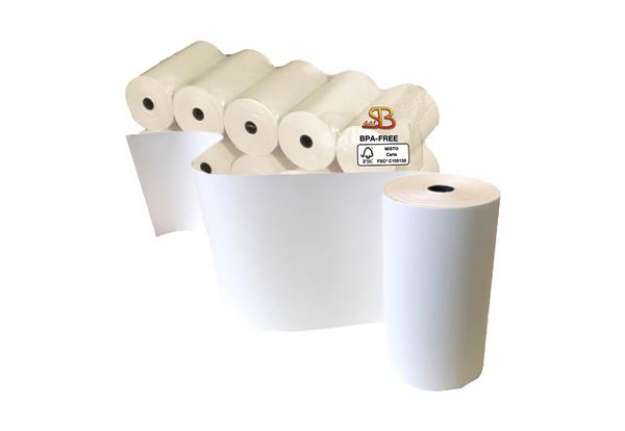 Immagine di Rotolo per calcolatrici e stampanti - 57 mm x 25 m - diametro esterno 45 mm - anima 12 mm - 55 gr -