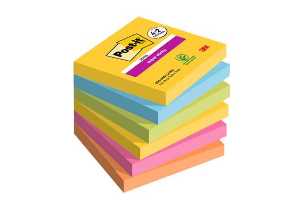 Immagine di Blocco foglietti Post-it Super Sticky Carnival - 76 x 76 mm - 90 fogli - Post-it - conf. 6 blocchi