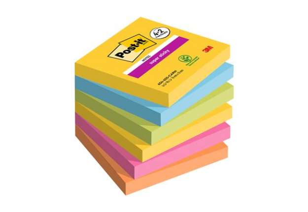 Immagine di Blocco foglietti Post-it Super Sticky Carnival - 76 x 76 mm - 90 fogli - Post-it - conf. 6 blocchi