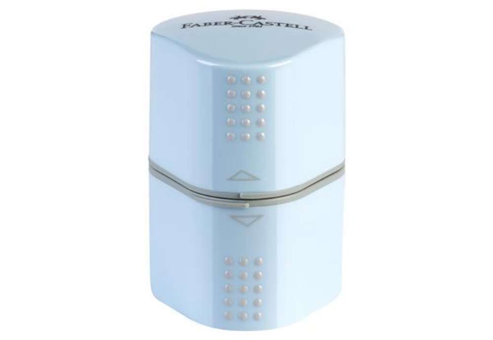 Immagine di Temperamatite Grip 2001 con contenitore - 3 fori - sky blue - con doppio serbatoio - Faber-Castell