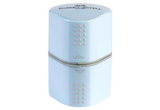 Immagine di Temperamatite Grip 2001 con contenitore - 3 fori - sky blue - con doppio serbatoio - Faber-Castell