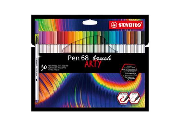 Immagine di Pennarello Pen 68 Brush Arty Line 568/30 - colori assortiti - Stabilo - astuccio 30 pezzi