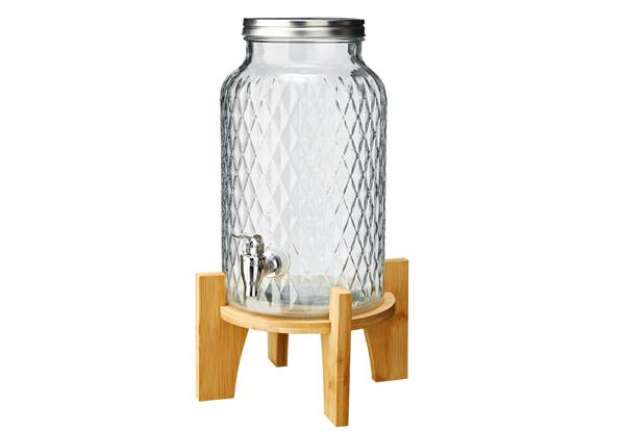 Immagine di Caraffa con rubinetto - base bamboo - 5,6 L - vetro - trasparente - Leone