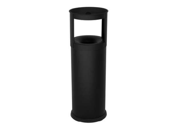 Immagine di Gettacarte autoestinguente con posacenere - 25 L - diametro 25 cm - H 80 cm - acciaio - nero - Stilc