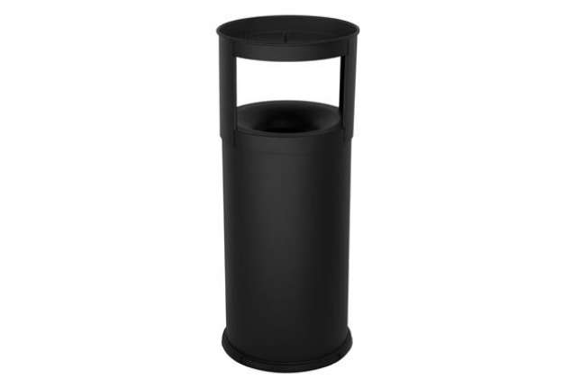 Immagine di Gettacarte autoestinguente con posacenere - 40 L - diametro 31 cm - H 80 cm - acciaio - nero - Stilc