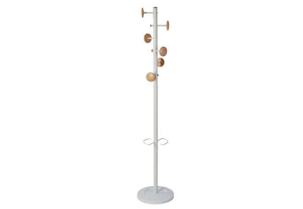 Immagine di Appendiabiti a 6 ganci Music + 3 miniganci 175cm - bianco/legno - Alba
