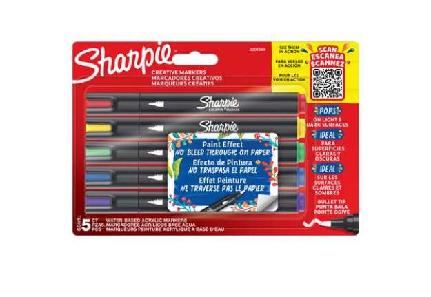 Immagine di Marcatore acrilico - punta tonda - colori assortiti - Sharpie - conf. 5 pezzi