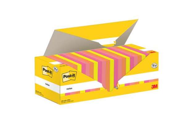 Immagine di Blocco foglietti Post-it Super Sticky - 654-COL-VP24 - 76  x 76 mm - colori assortiti - 90 fogli - P