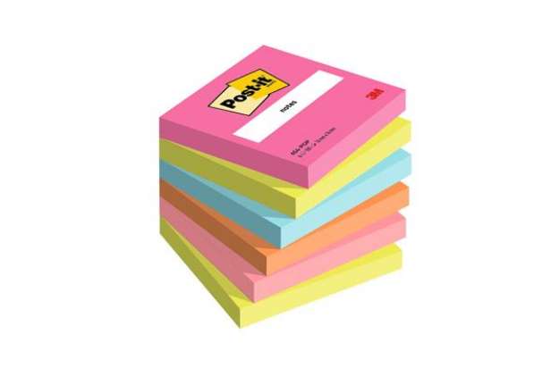 Immagine di Blocco Post-it - 654-POP - 76 x 76 mm - 100 fogli - colori Popmistic - Post-it - conf. 6 pezzi