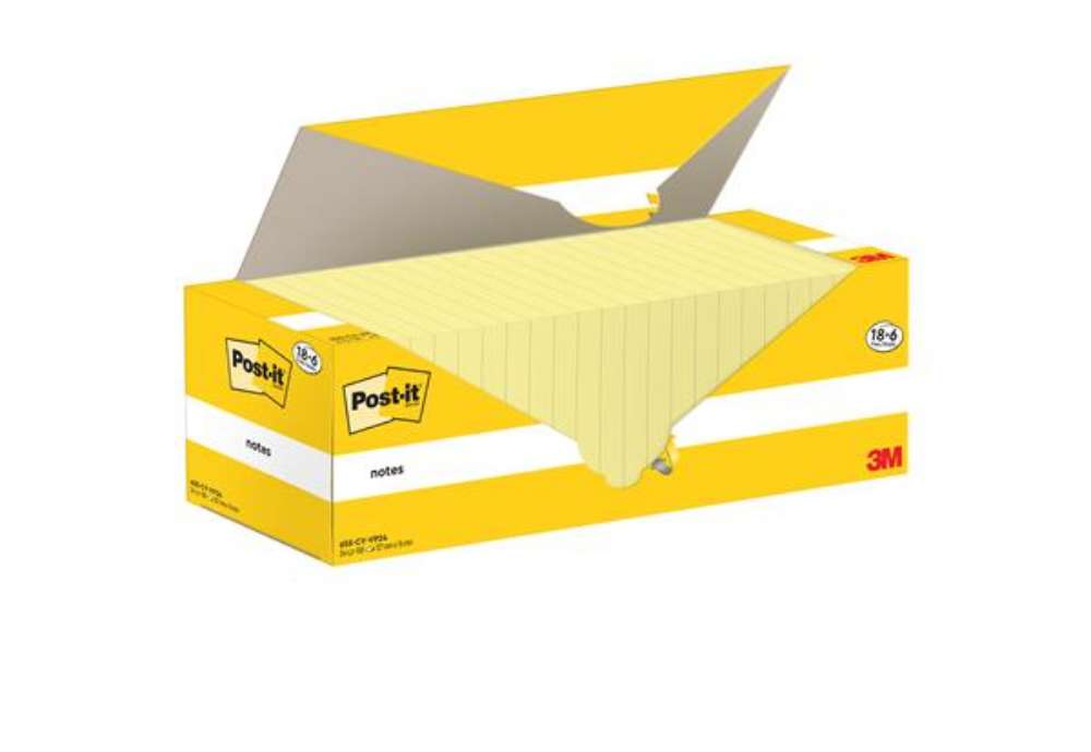 Immagine di Blocco foglietti Post-it Notes - 655-CY-VP24 - 76 x 127 mm - giallo Canary - 100 fogli - Post-it - c