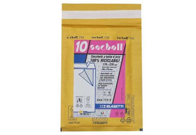 Immagine di Busta imbottita Sacboll - C (17 x 27 cm) - carta - avana - Blasetti - conf. 10 pezzi