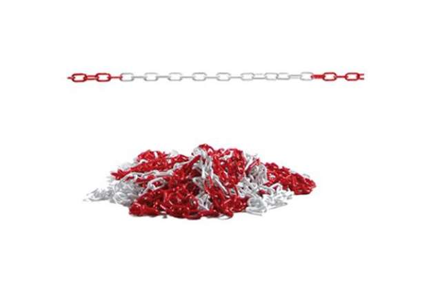 Immagine di Catena segnaletica - 25 m - materiale plastico - bianco/rosso - Valex